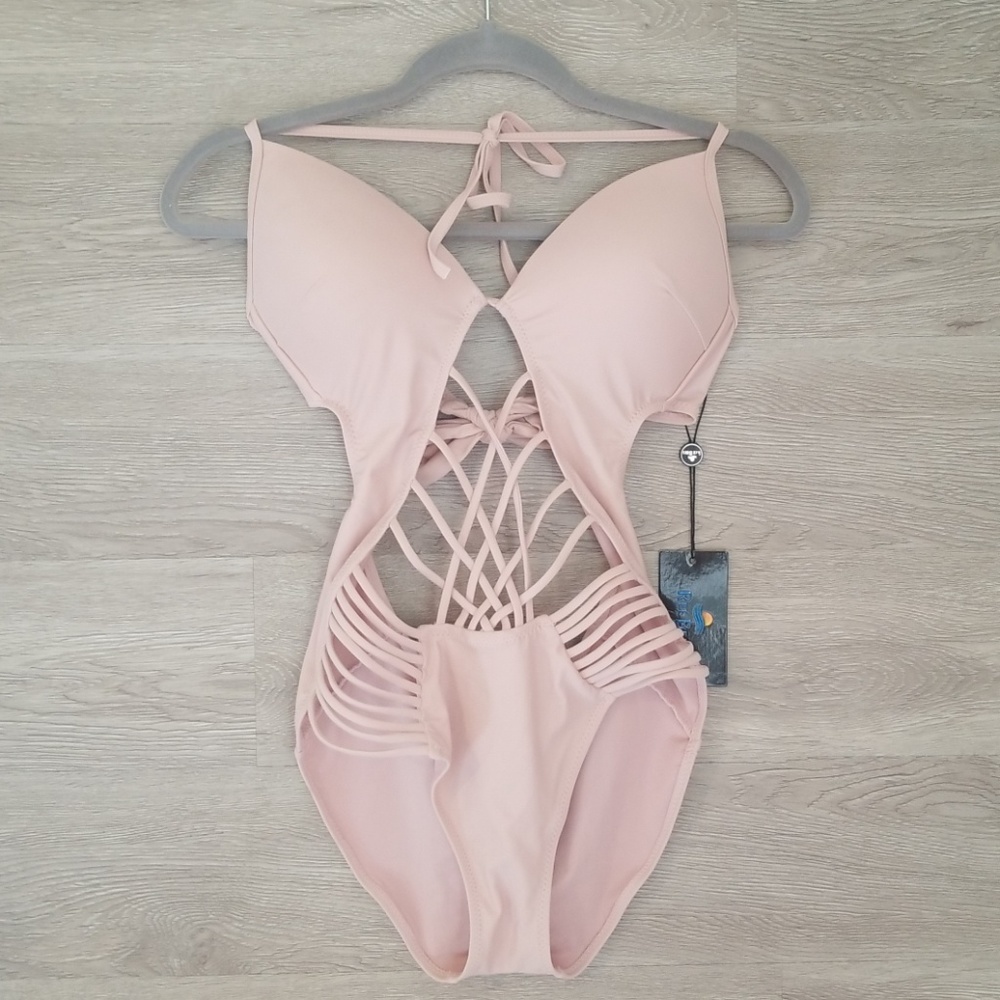Pink one piece monokini swimsuit *NWT* size M